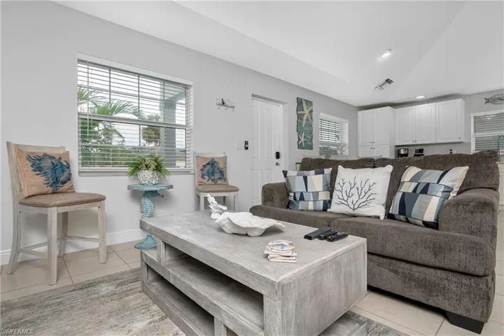 View of tiled living room