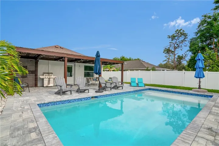 View of pool featuring grilling area and a patio