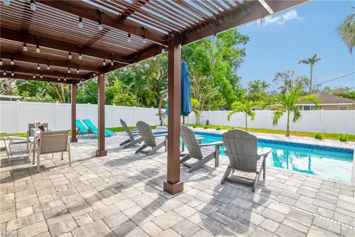 View of pool with a pergola