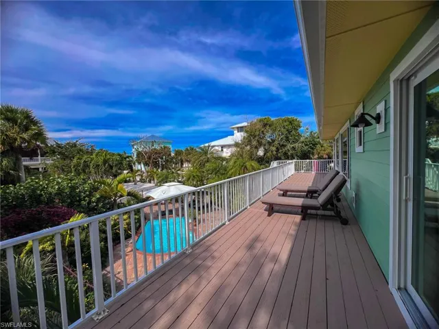 Wooden deck with a pool