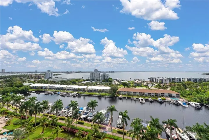 Water view featuring a marina
