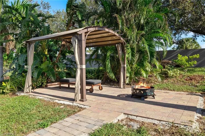 Surrounding community featuring a patio and an outdoor fire pit