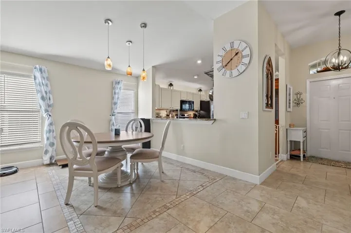 Dining space featuring a chandelier