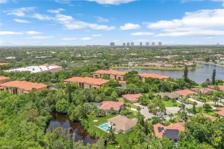 Bird's eye view of a nearby body of water