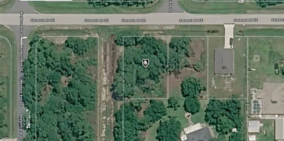 Aerial Map. Displaying the property and surrounding parcels, with identified street names