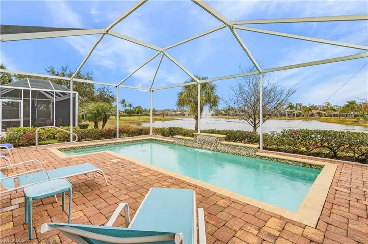 Salt swimming pool with water fall