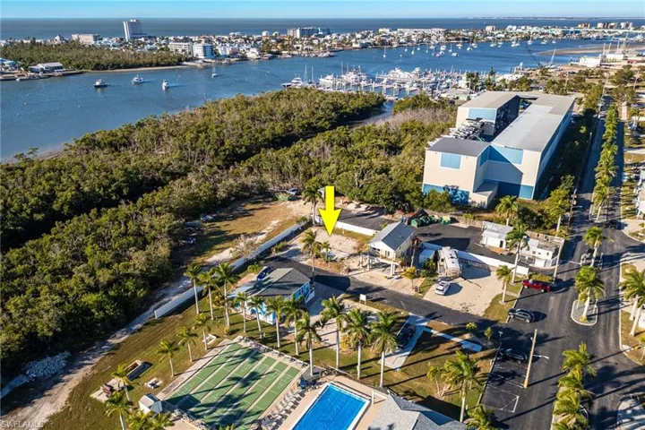 Bird's eye view of a nearby body of water