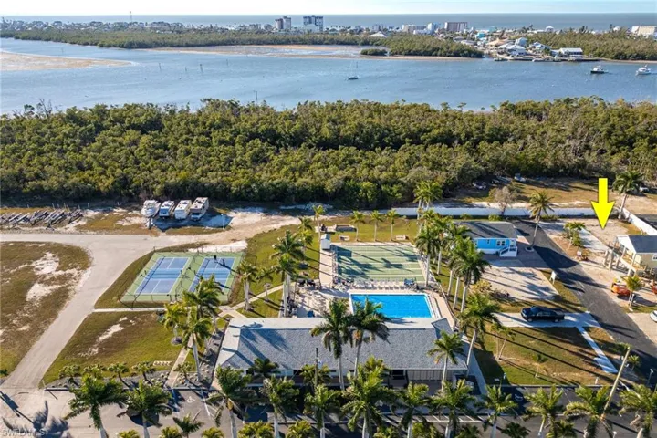 Aerial view of a large body of water
