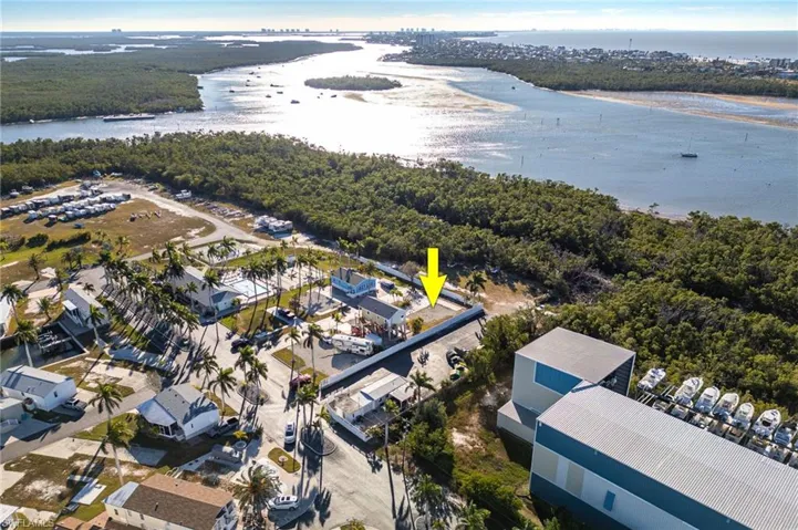 Bird's eye view of a nearby body of water