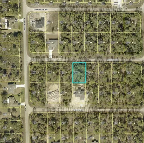 Aerial view of property's location with property boundaries highlighted