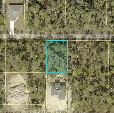 Aerial overview of property's location featuring property boundaries highlighted