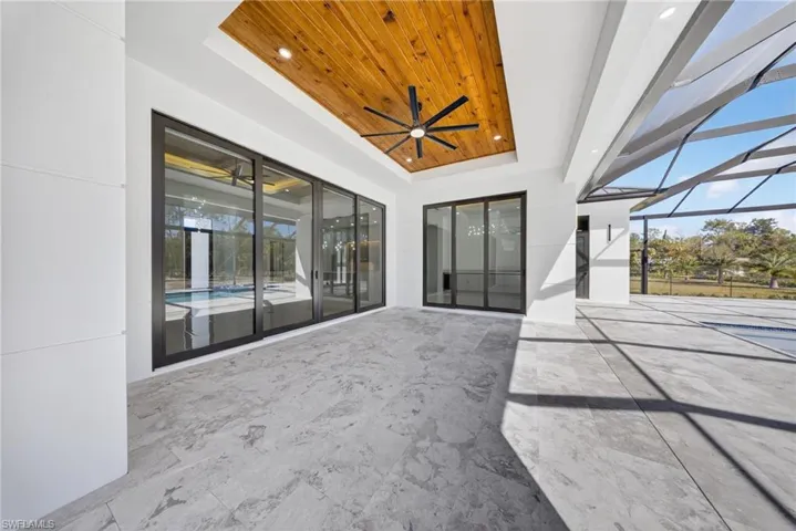 View of patio / terrace featuring wood paneled ceiling.