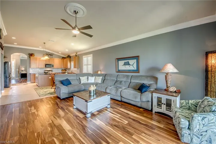 Looking back to kitchen and living room