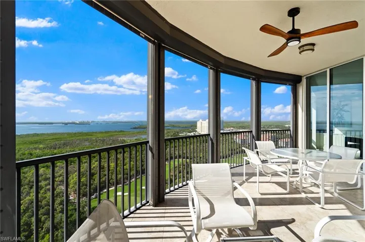 Sunroom / solarium with a water view and expansive windows