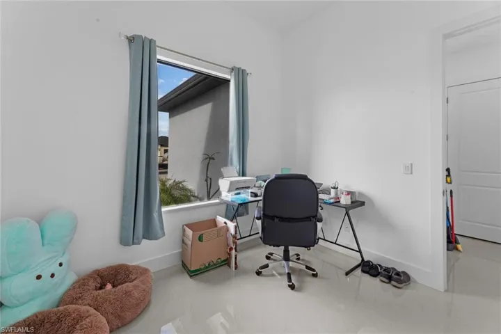 Tiled home office with plenty of natural light