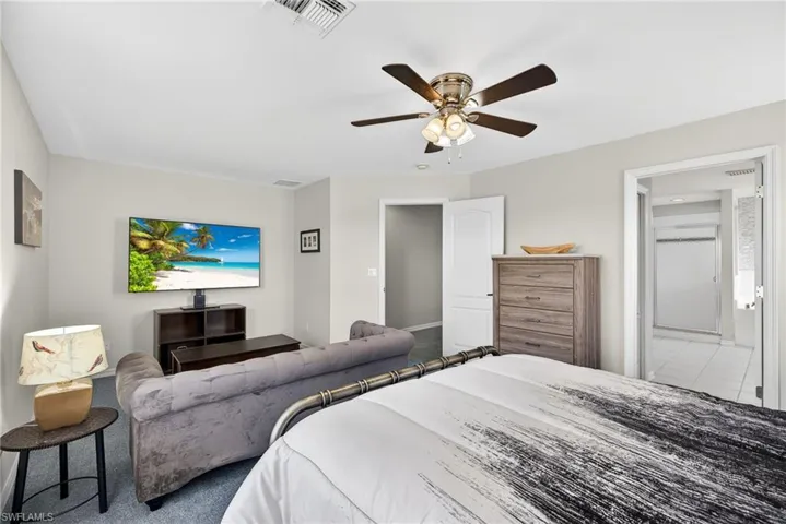 Primary bedroom is designed for comfort, privacy, and relaxation.
