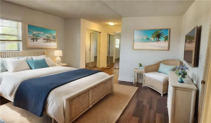 Master Bedroom with laminate flooring and virtual furnishings.