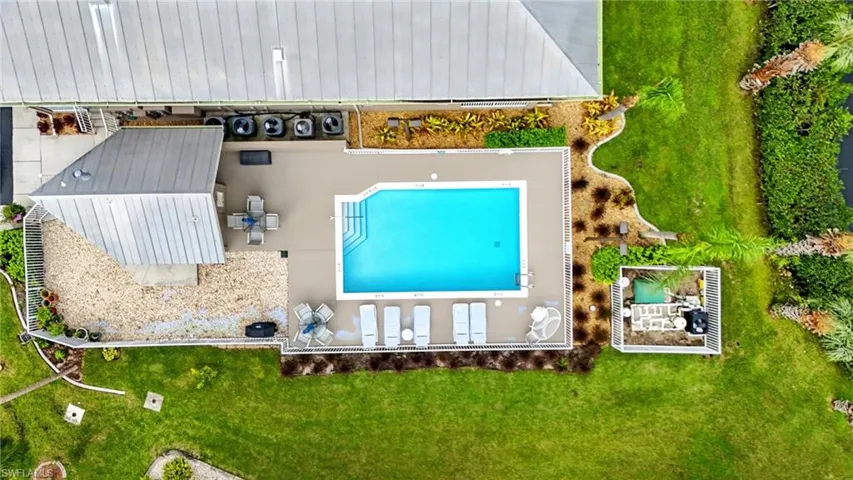 Drone / aerial view of a pool area