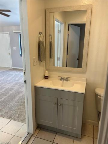Bathroom #2 with doors to bedroom and living room
