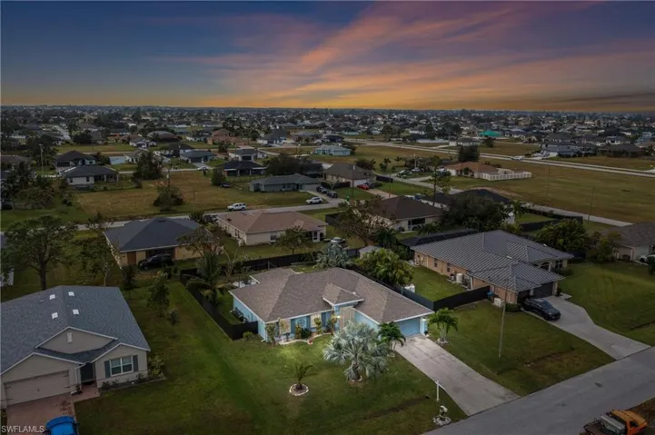 View of aerial view at dusk