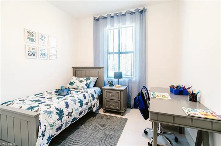 Bedroom with an office area