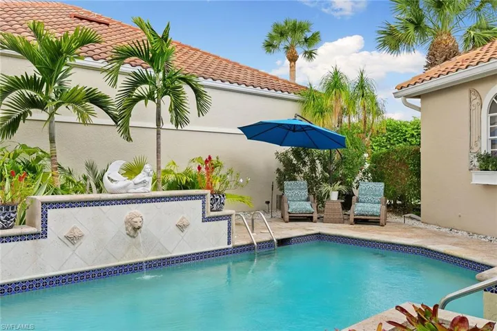 Swimming pool with a patio
