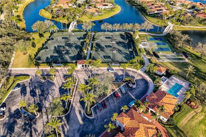 Sports center with tennis, bocce, pickleball, gym with lap pool.