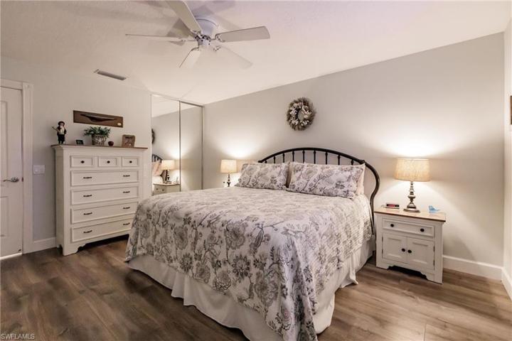 Master bedroom accommodates large furniture pieces.