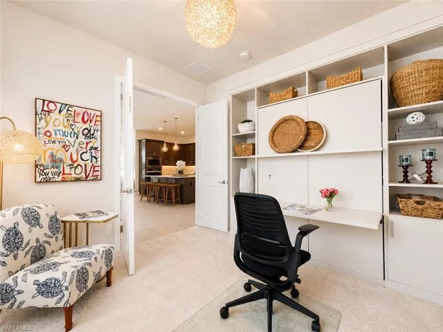 3rd bedroom offers a custom built-in Murphy wall unit that also serves as a desk for your office