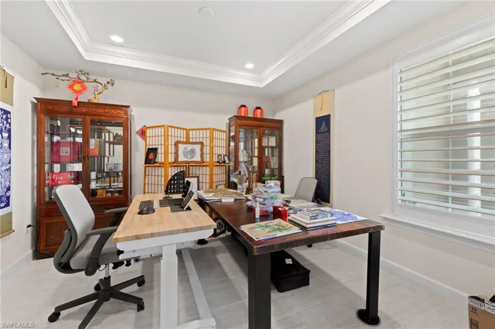 Den/Office w/Plantation shutter, plank tile flooring
