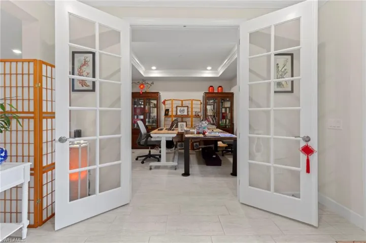 Den w/French door entry