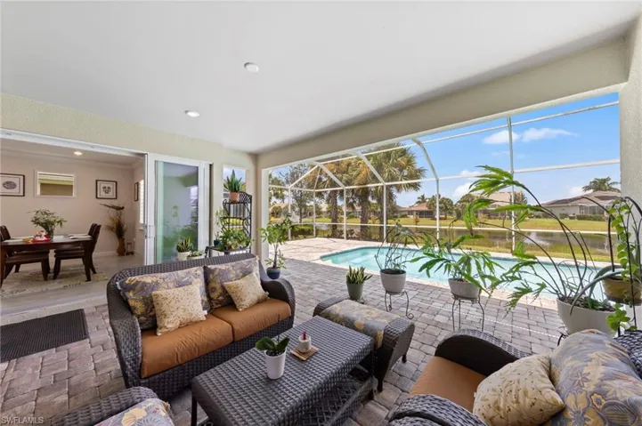 Covered lanai looking into dining area