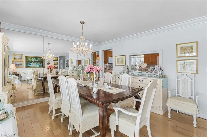 Dining area with pass thru window to kitchen