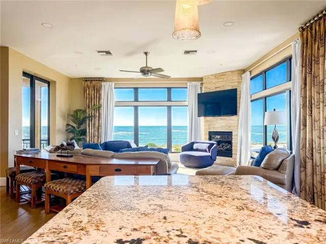 Fantastic Gulf views from kitchen and dining bar