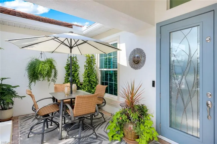 Front entry patio, shade and lemonade in the afternoon