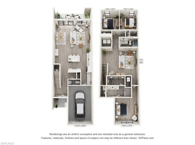 Model Home Virtually staged View of property floor plan