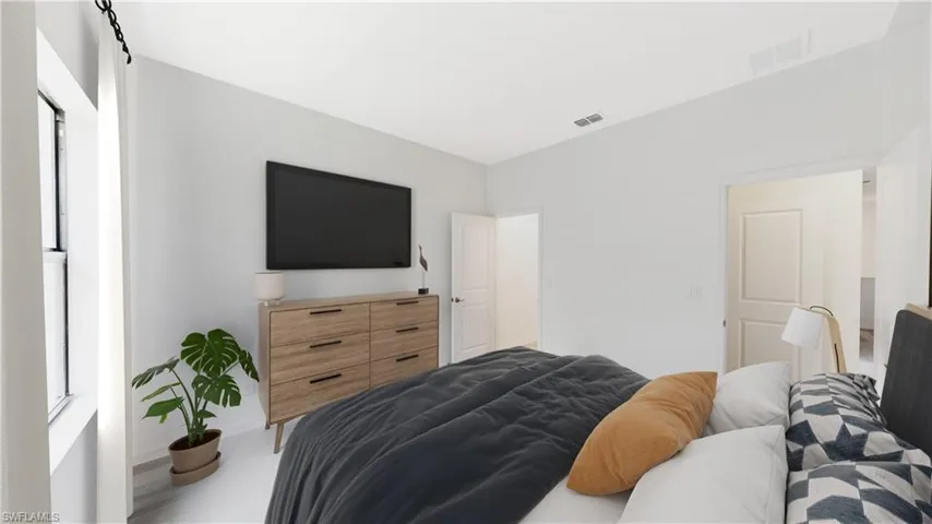 Model Home Virtually staged Bedroom with baseboards