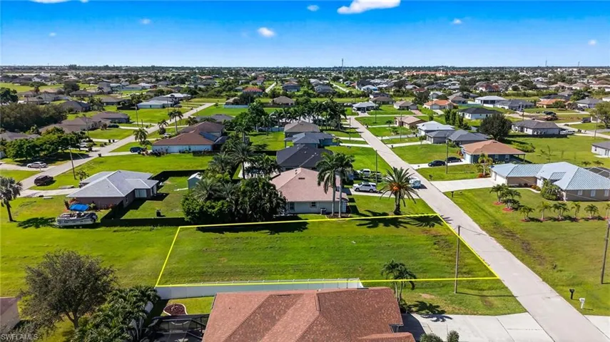 Aerial perspective of suburban area