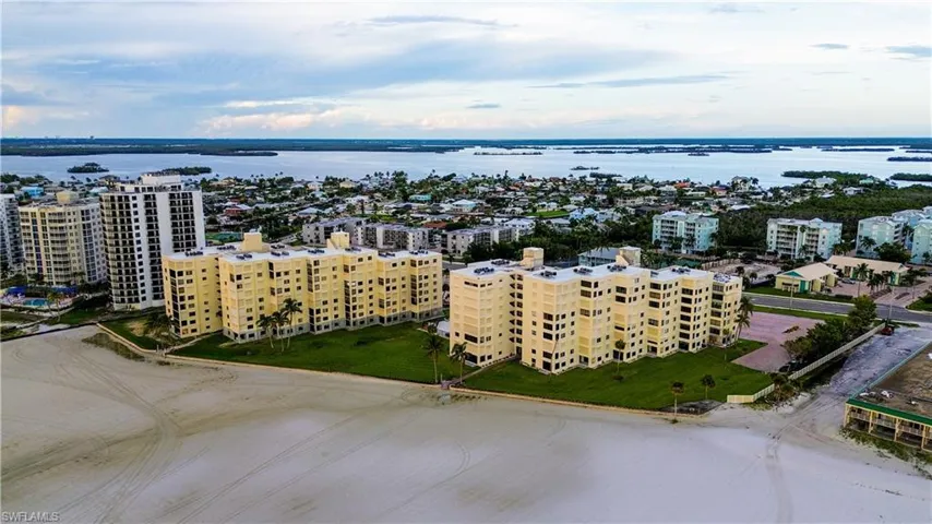 View of urban area with a large body of water
