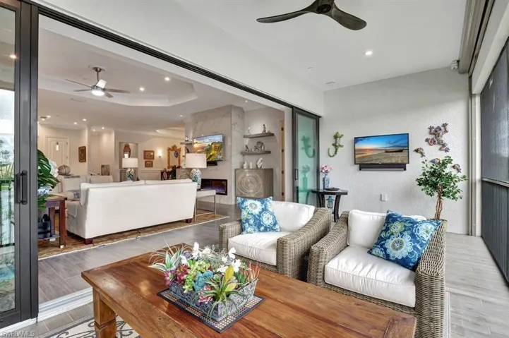 View from lanai into  the family room