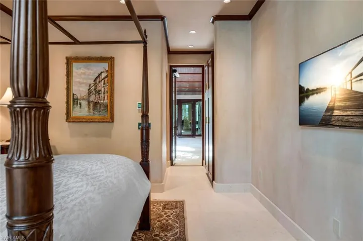 Bedroom featuring recessed lighting and ornamental molding