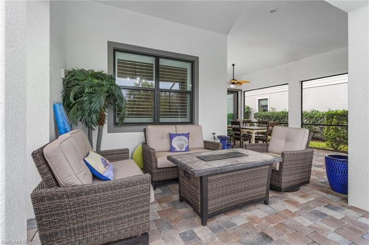seating area on lanai near pool