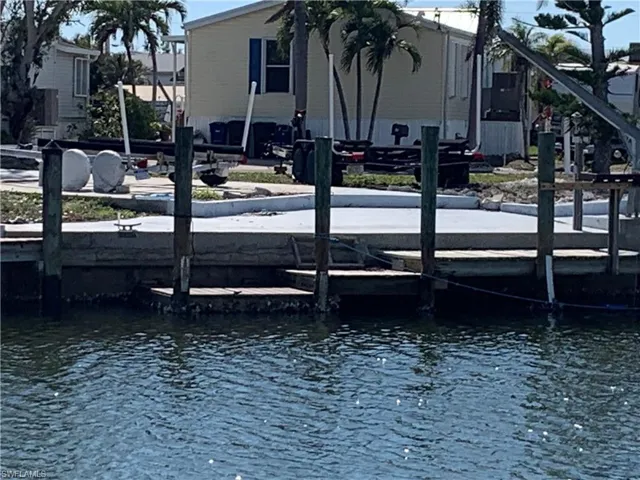 View of existing dock and seawall.