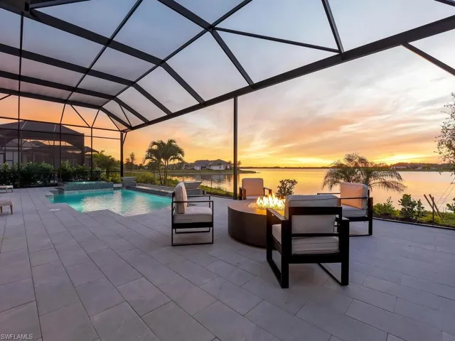 Gas Fire Table Overlooking Lake & Beautiful Sunsets