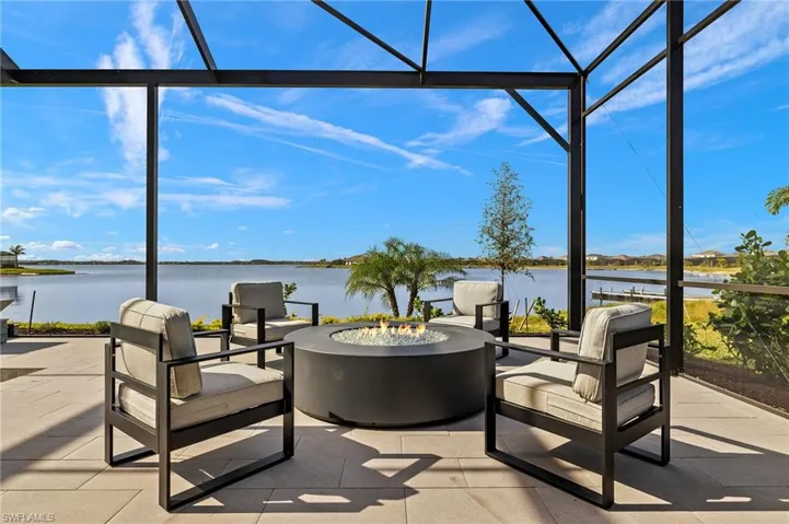 Gas Fire Table Overlooking Lake & Beautiful Sunsets