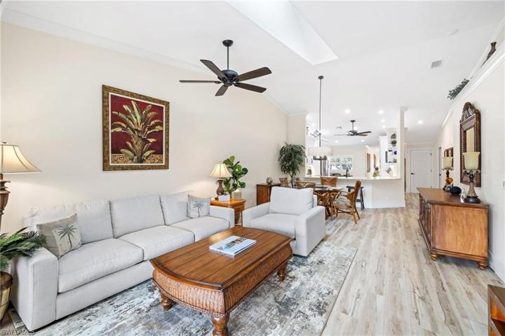 View of living room towards dining/kitchen