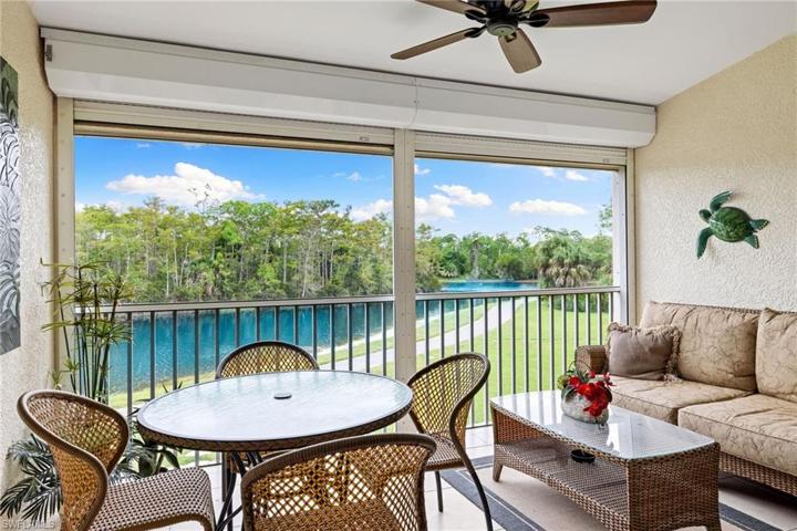 Patio with view of lake