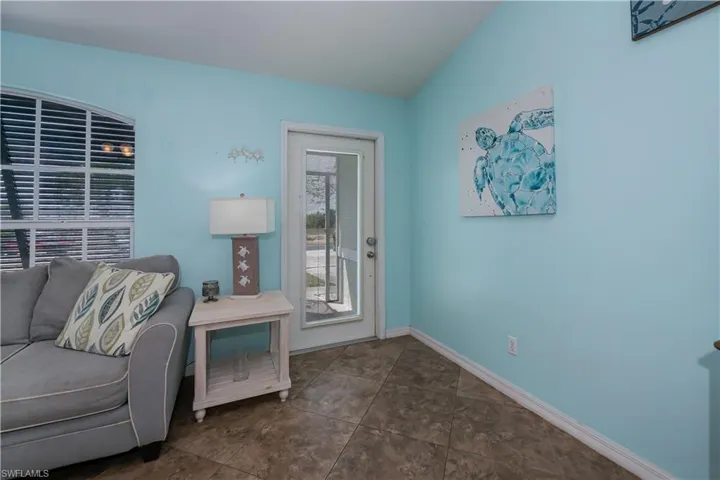 Front door features a built in shade- perfect for privacy or letting in natural light