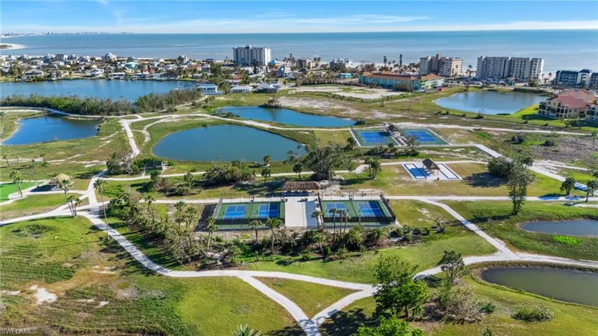 Aerial view of pickle ball and tennis courts virtually edited