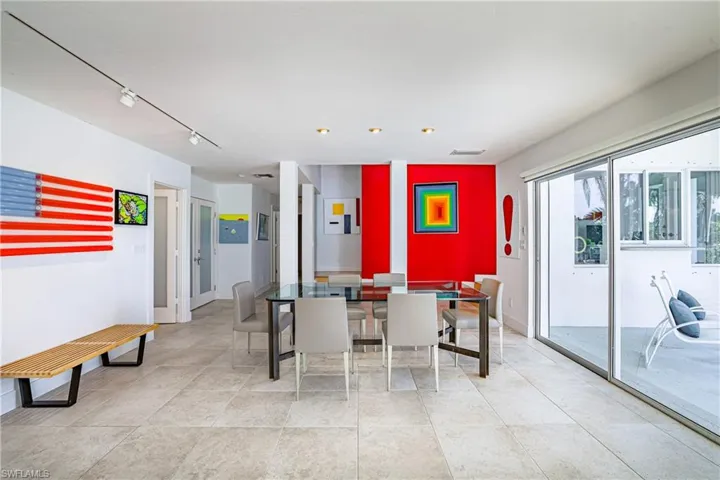 Dining room with track lighting